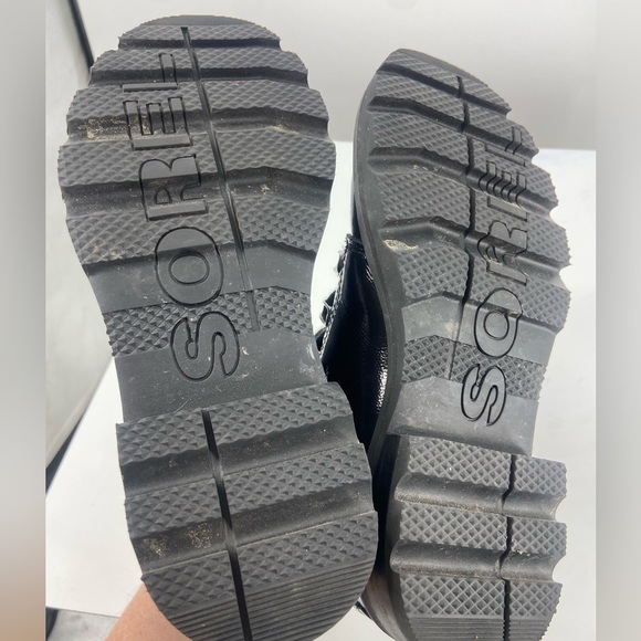 Sorel Lennox Cozy Lace Up Waterproof Rain Boots Women 6 Black White Wool Leather - Picture 7 of 8